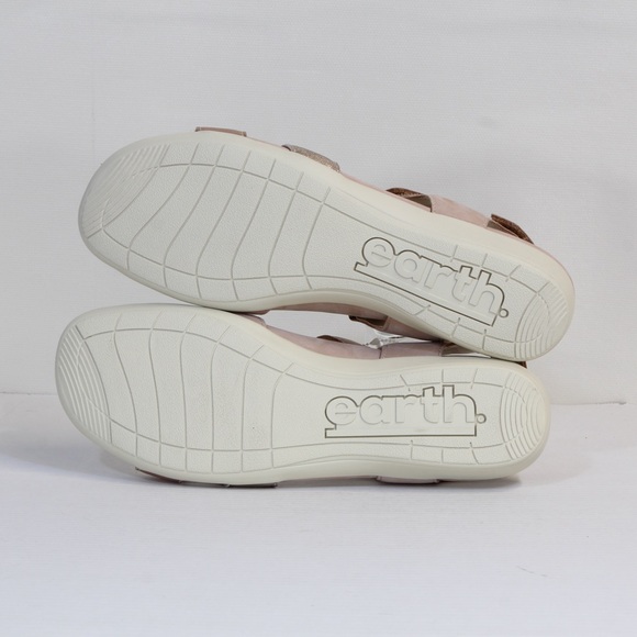 Earth Women's Surreal Tan & Gold Metallic Leather Adjustable Sandals NWT - Picture 9 of 9